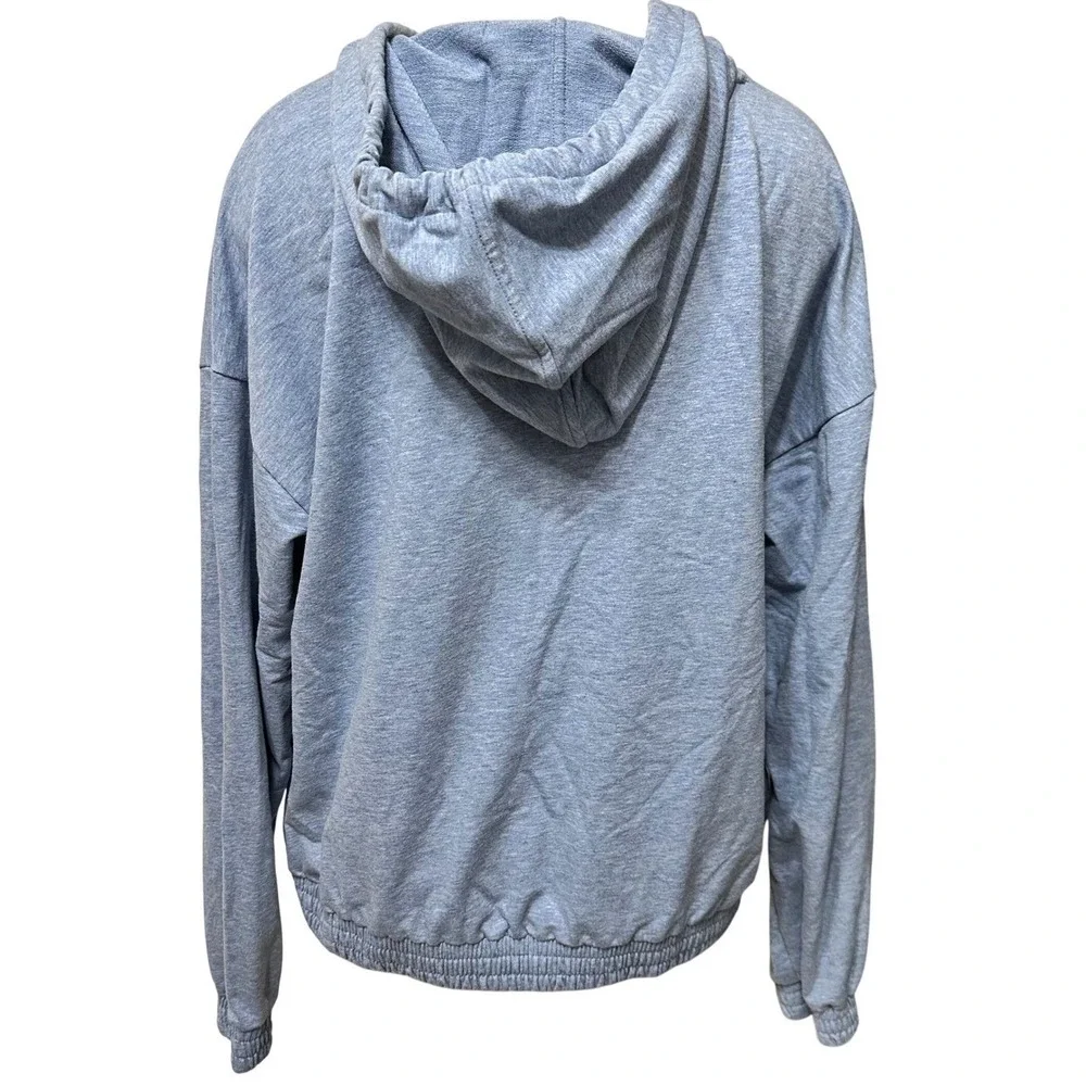 Michael Kors Hoodie Womens Large Blue Heathered Logo Aglet Elastic‎ Hem Pullover
